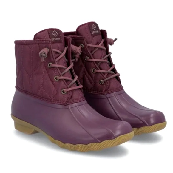 Sperry Saltwater Quilted Nylon Duck Boots Purple Waterproof Snow Winter SZ 9 NWO - Picture 1 of 9